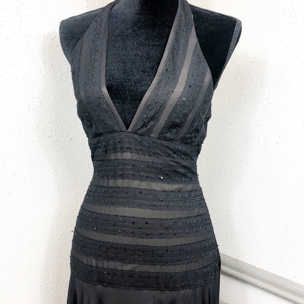 100% silk BCBG MaxAzria halter neck fishtail dress - Picture 4 of 8